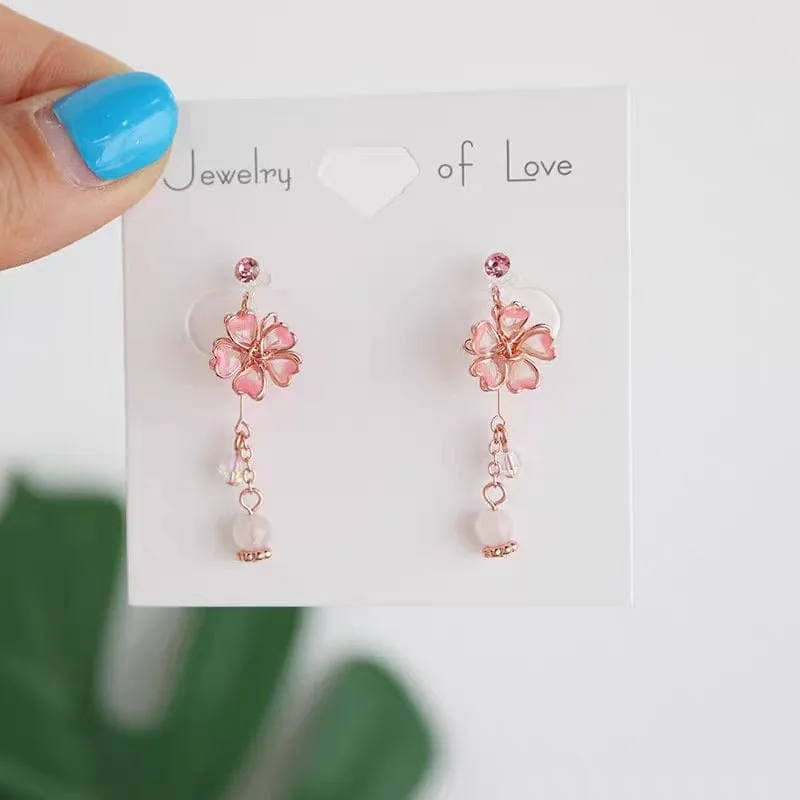 Charming Cherry Blossom Dangle Earrings