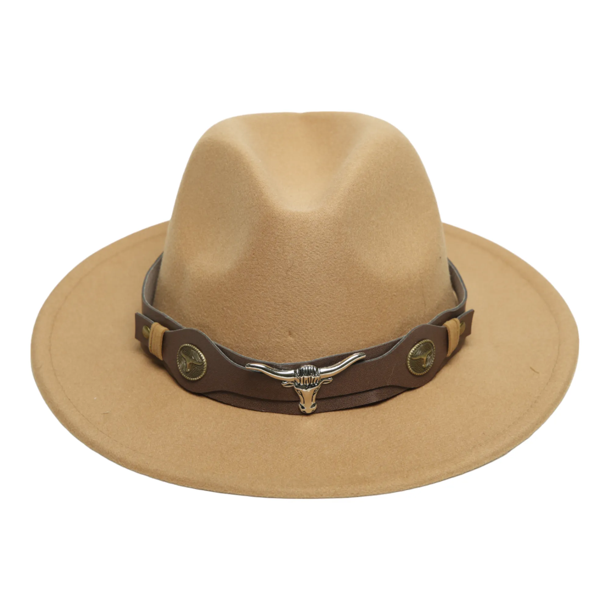 Chokore Fedora Hat with Ox head belt  (Light Brown)