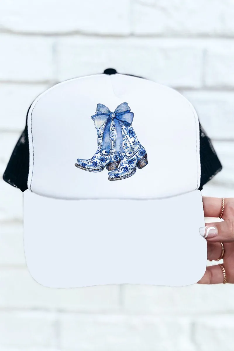 Coastal Cowgirl Coquette Bow Foam Front Mesh Trucker Cap