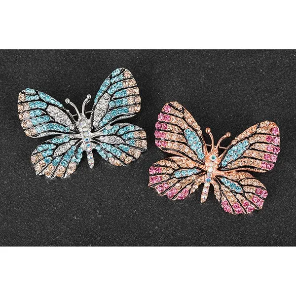 Colourful Diamante Butterfly Brooch