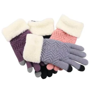 Cozy Jacquard Knit Gloves for Women