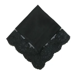 CTM® Women's Cotton Black Fairy Lace Handkerchief