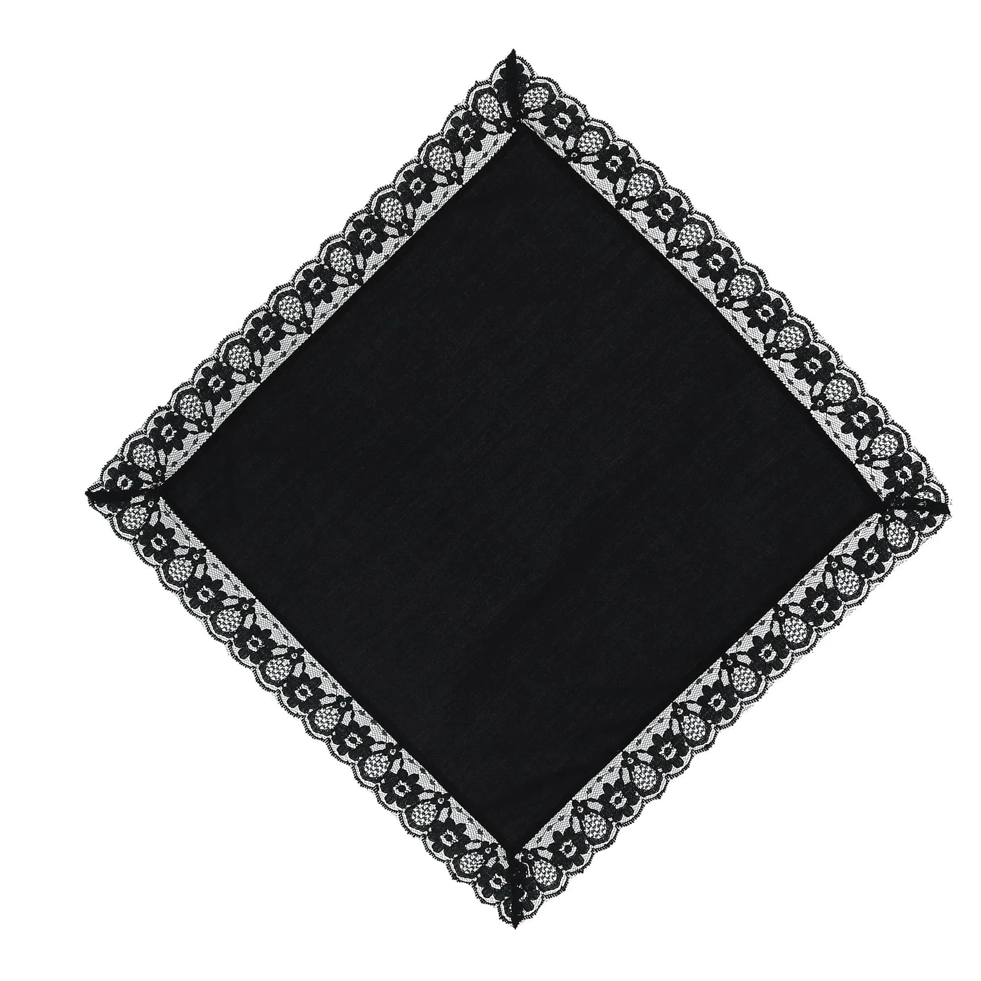 CTM® Women's Ebony Lace Border Handkerchief