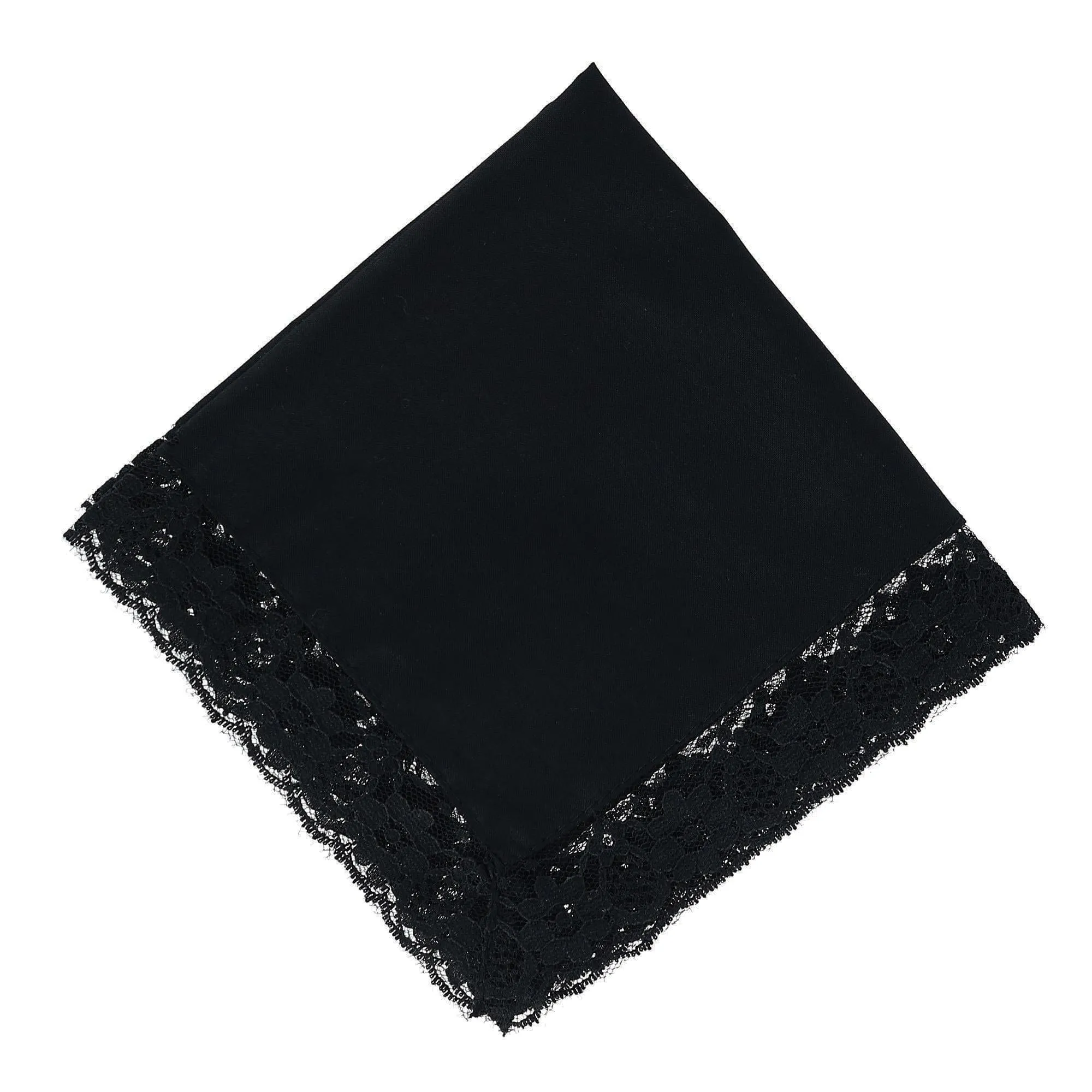 CTM® Women's Ebony Lace Border Handkerchief