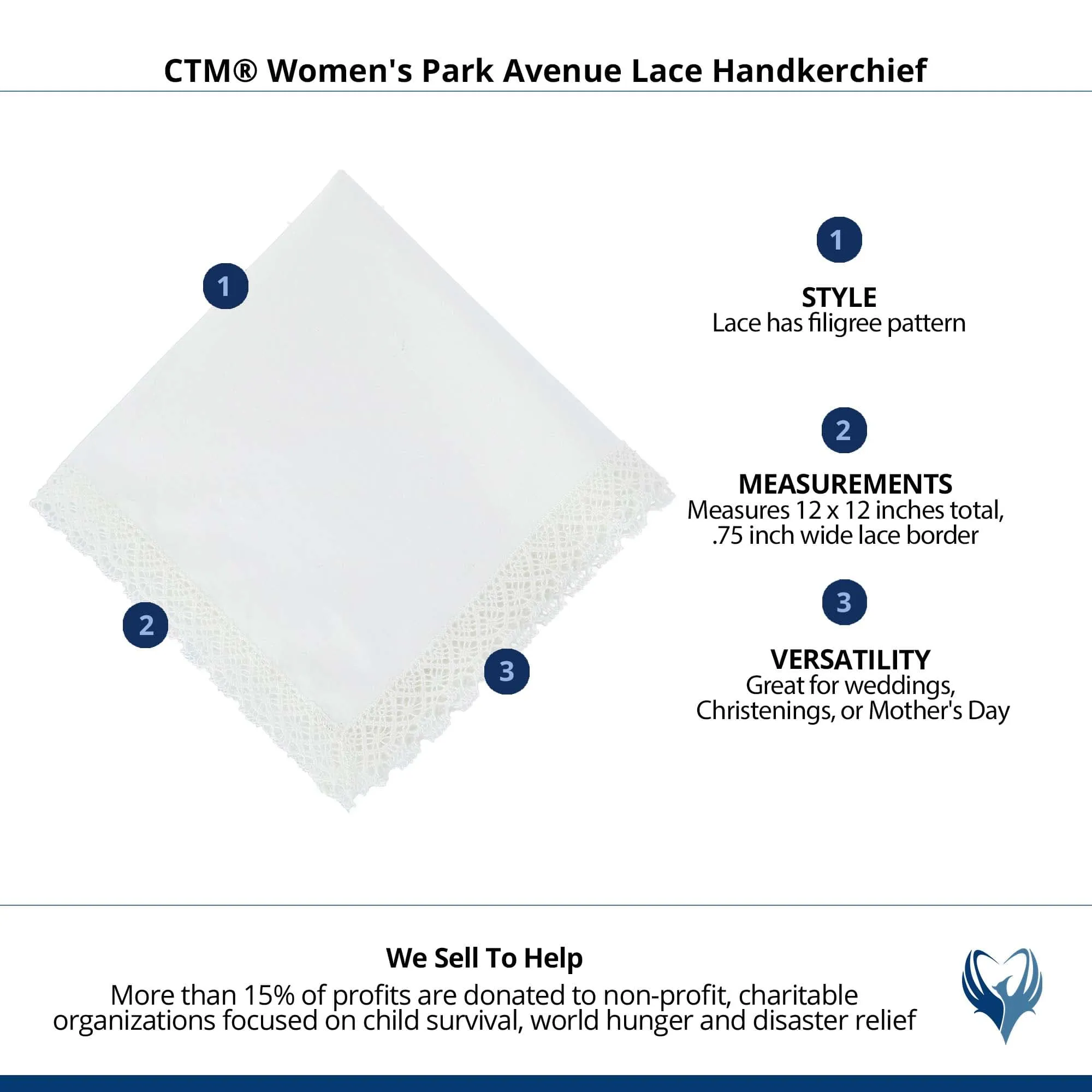 CTM® Women's Park Avenue Lace Handkerchief