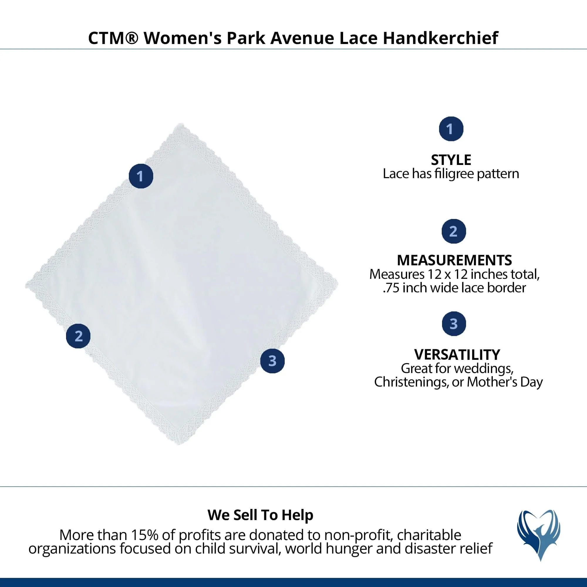 CTM® Women's Park Avenue Lace Handkerchief