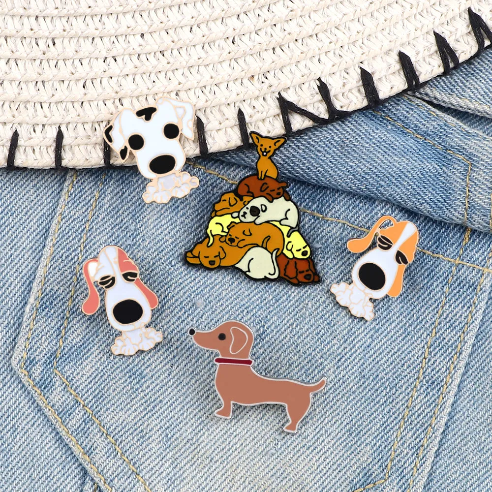 Cute Dog Enamel Pins Sleeping