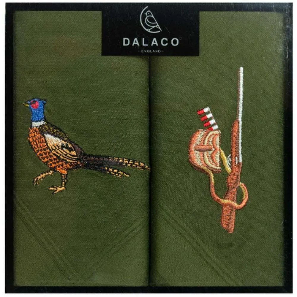 Dalaco Pheasant and Gun Handkerchiefs - Green