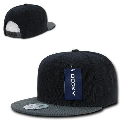 Decky Trendy Flat Bill Snapback Baseball 6 Panel Caps Hats Unisex