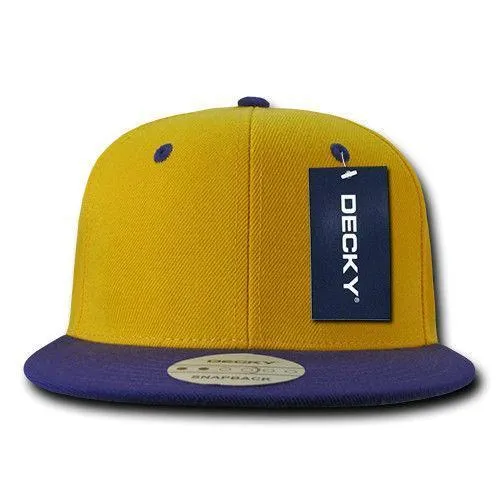 Decky Trendy Flat Bill Snapback Baseball 6 Panel Caps Hats Unisex