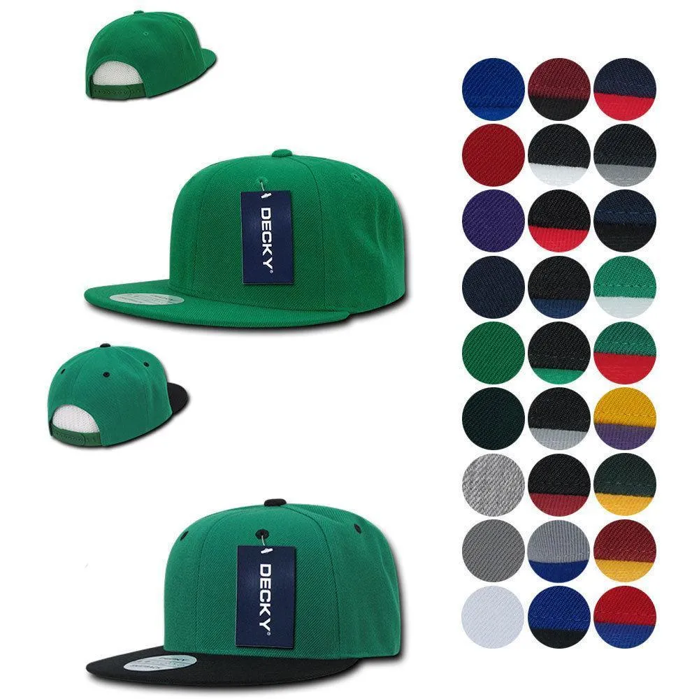 Decky Trendy Flat Bill Snapback Baseball 6 Panel Caps Hats Unisex