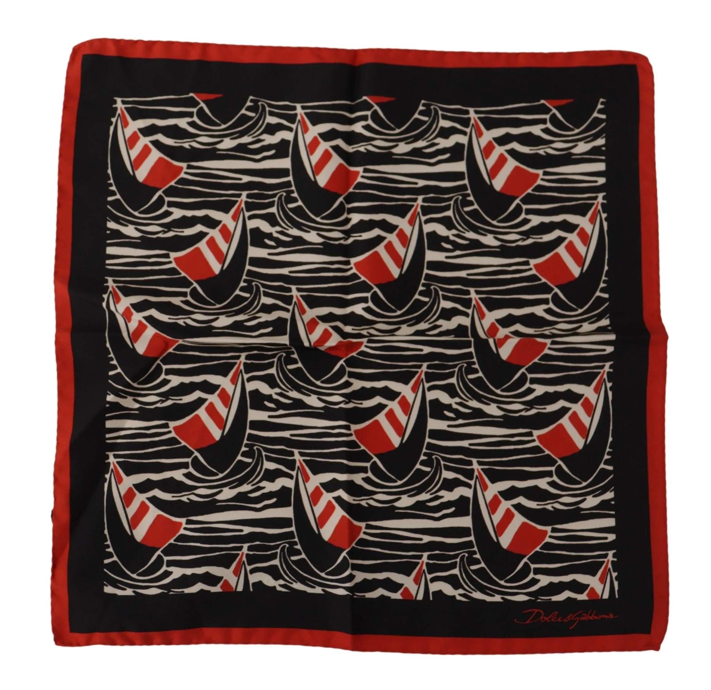 Dolce & Gabbana Elegant Silk Men's Scarf with Red Sailboat Print