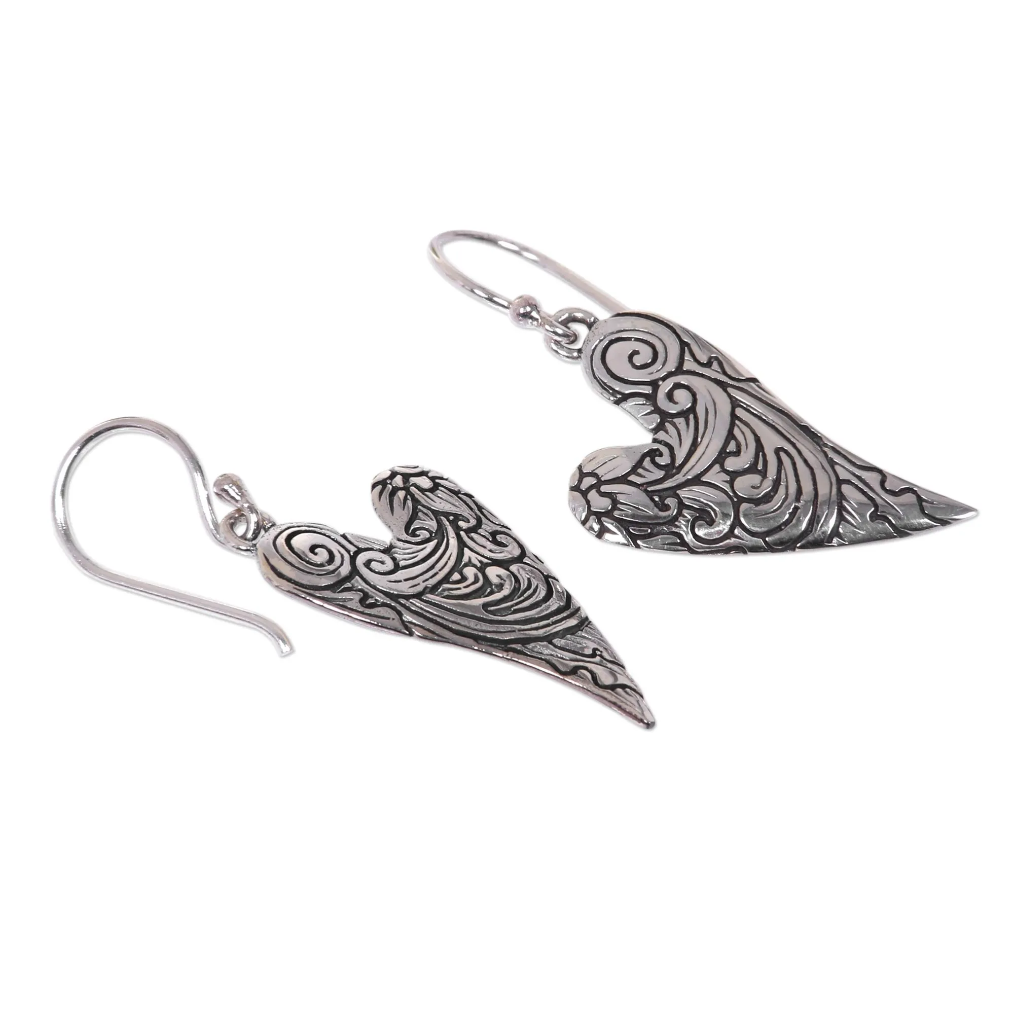 Dove Wings Silver Dangle Earrings