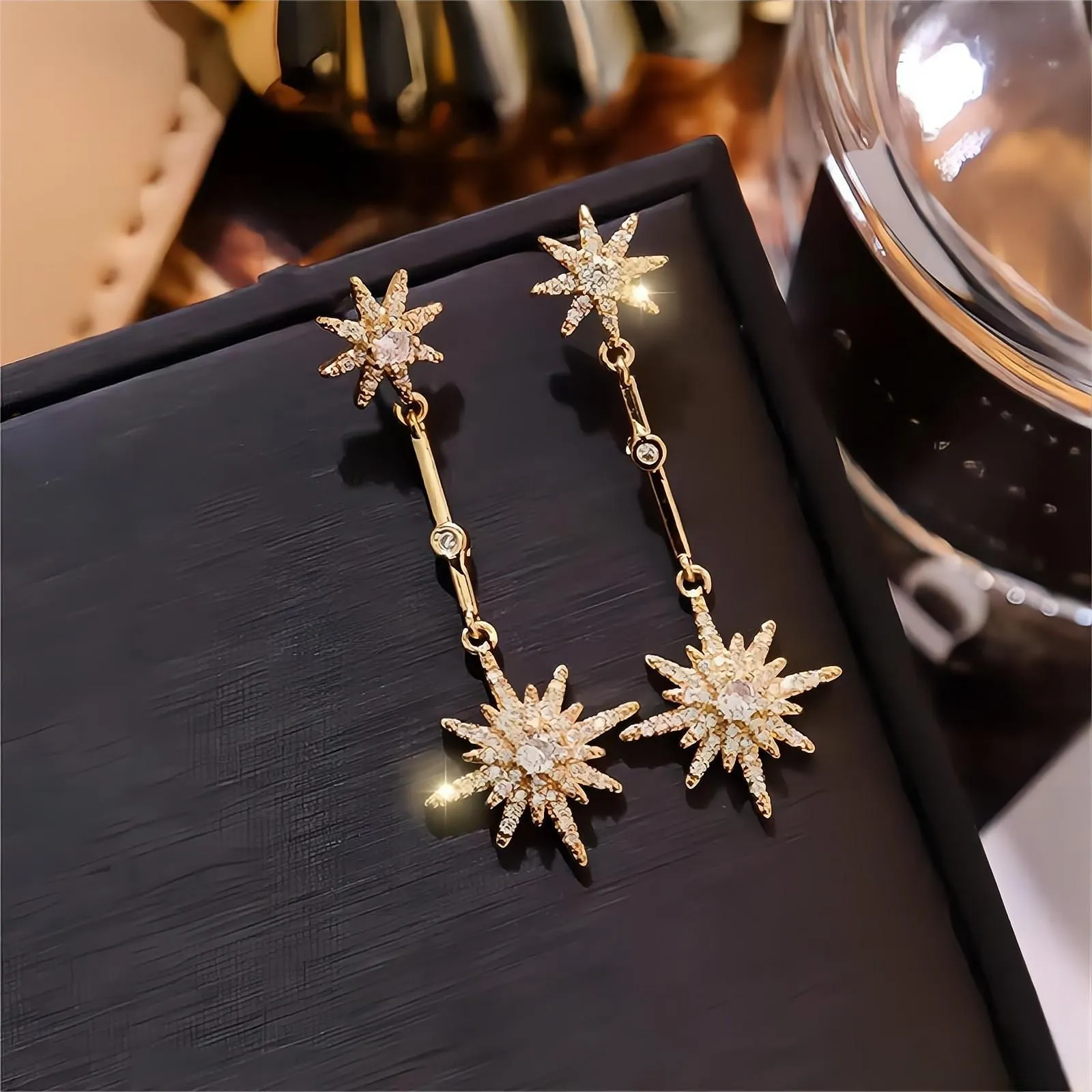 Elegant Polar Star Dangle Earrings