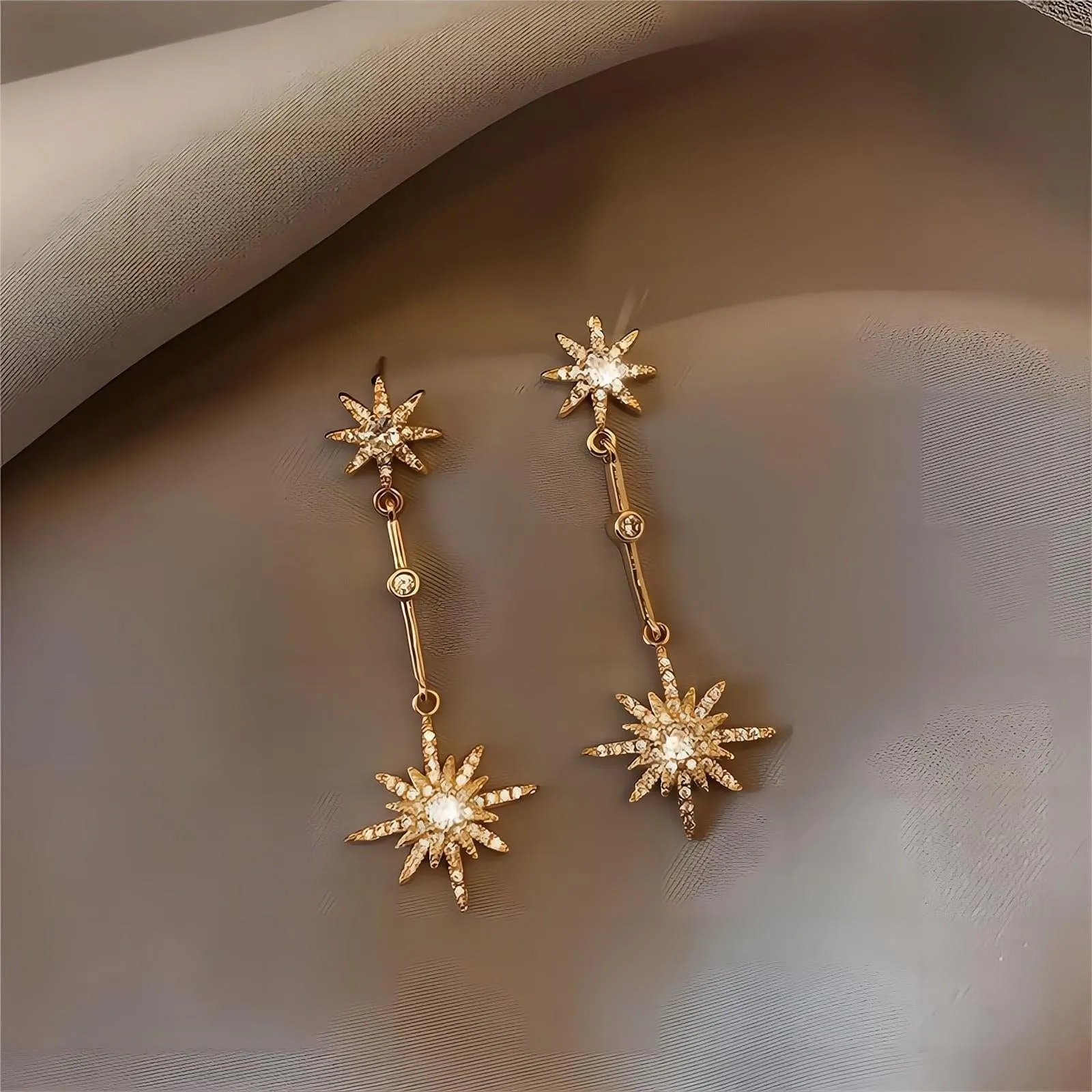 Elegant Polar Star Dangle Earrings