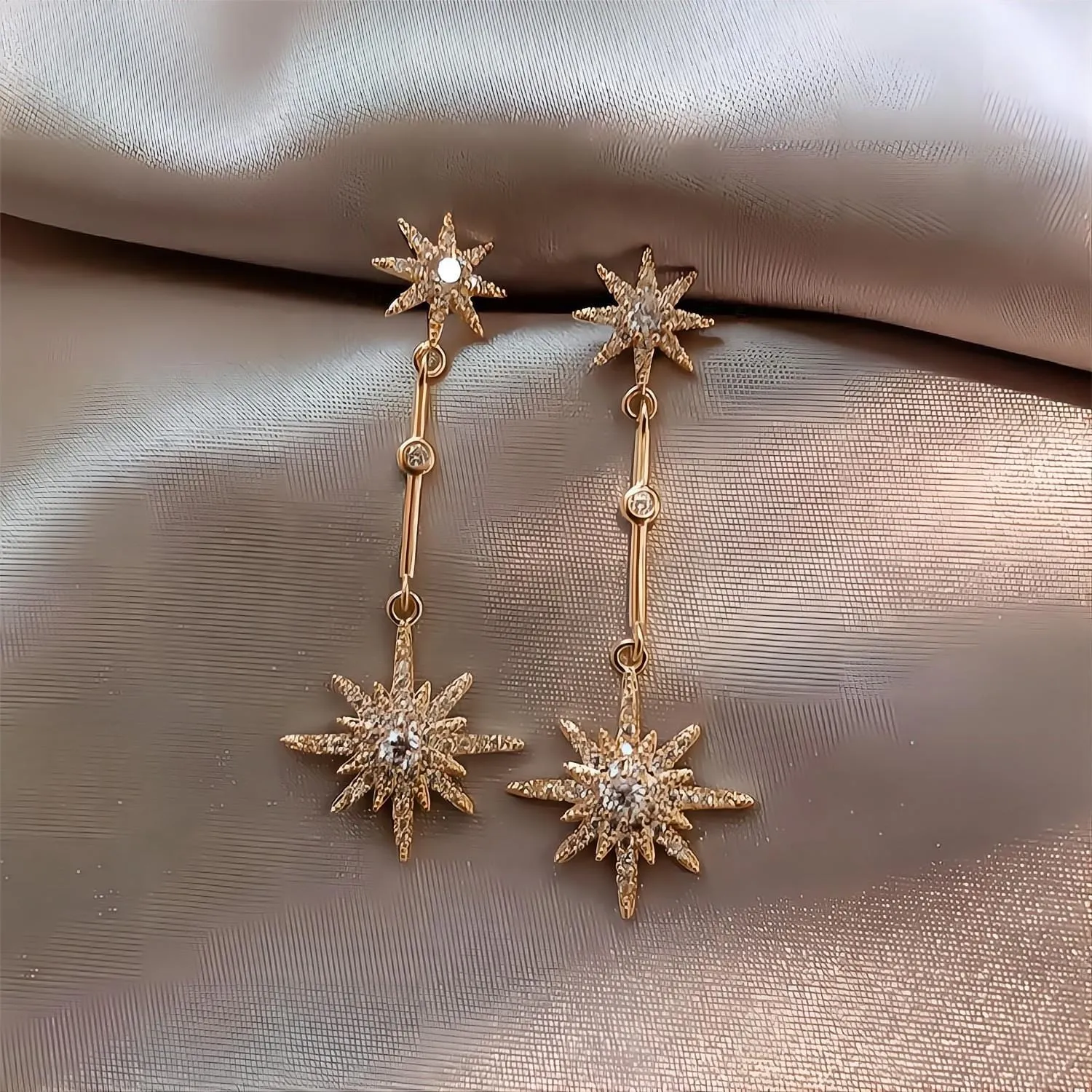 Elegant Polar Star Dangle Earrings