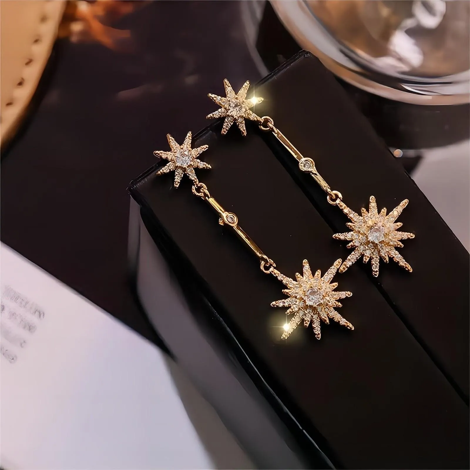 Elegant Polar Star Dangle Earrings