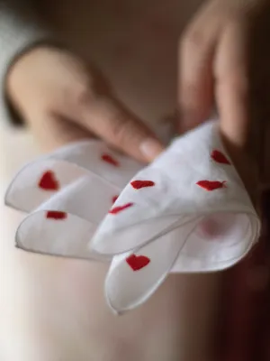 Embroidered Heart Handkerchief