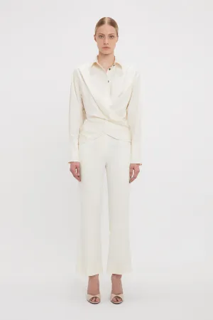 Exclusive Wrap Front Blouse In Off White