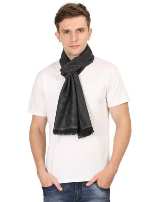 FabSeasons Black Men's Casual Checkered Acrylic Woolen Muffler, Scarf