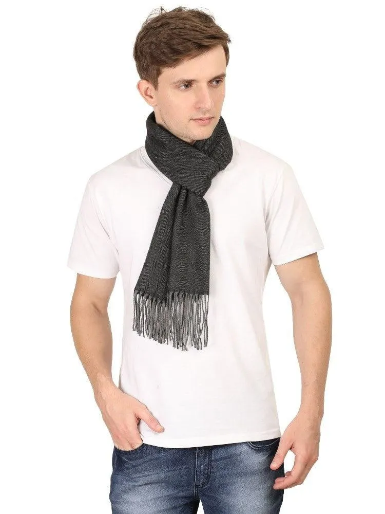 FabSeasons Black Men's Casual Self Design Acrylic Woolen Muffler, Scarf