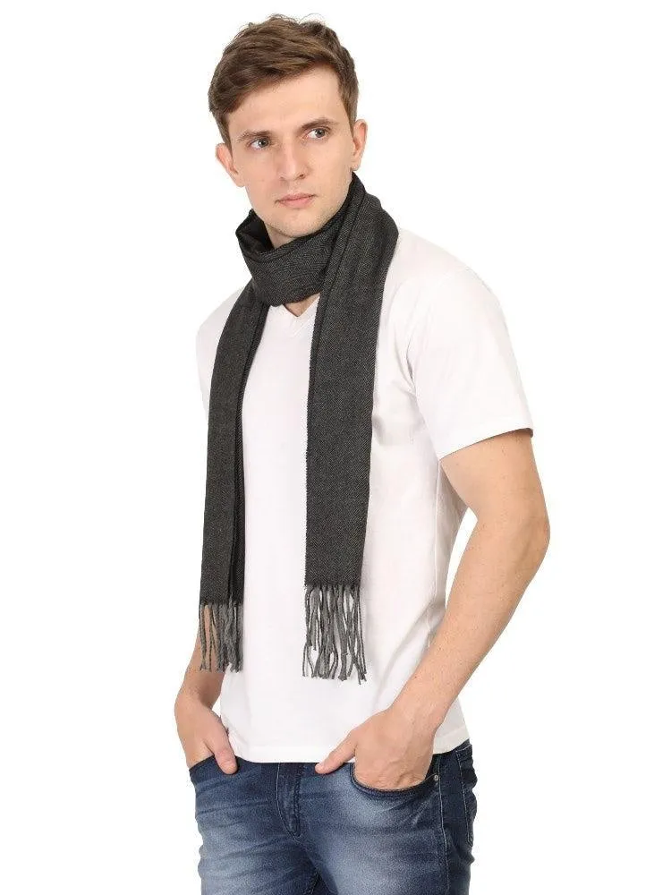 FabSeasons Black Men's Casual Self Design Acrylic Woolen Muffler, Scarf