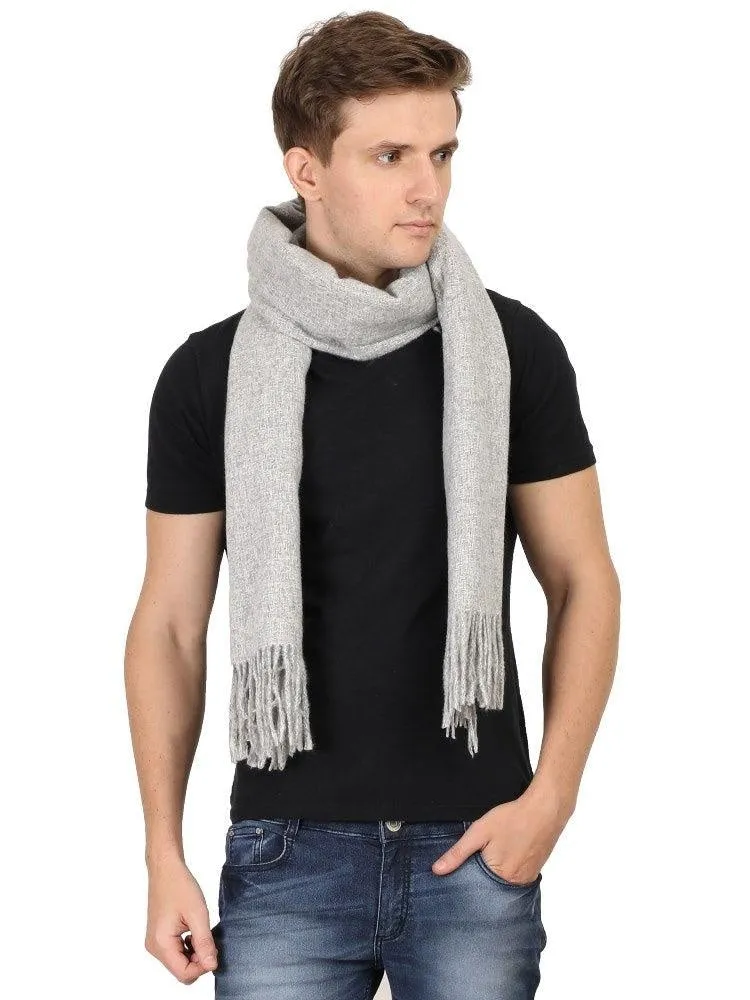 FabSeasons Light Gray Unisex Woolen Scarf, Muffler, Shawl and Stole for Winters