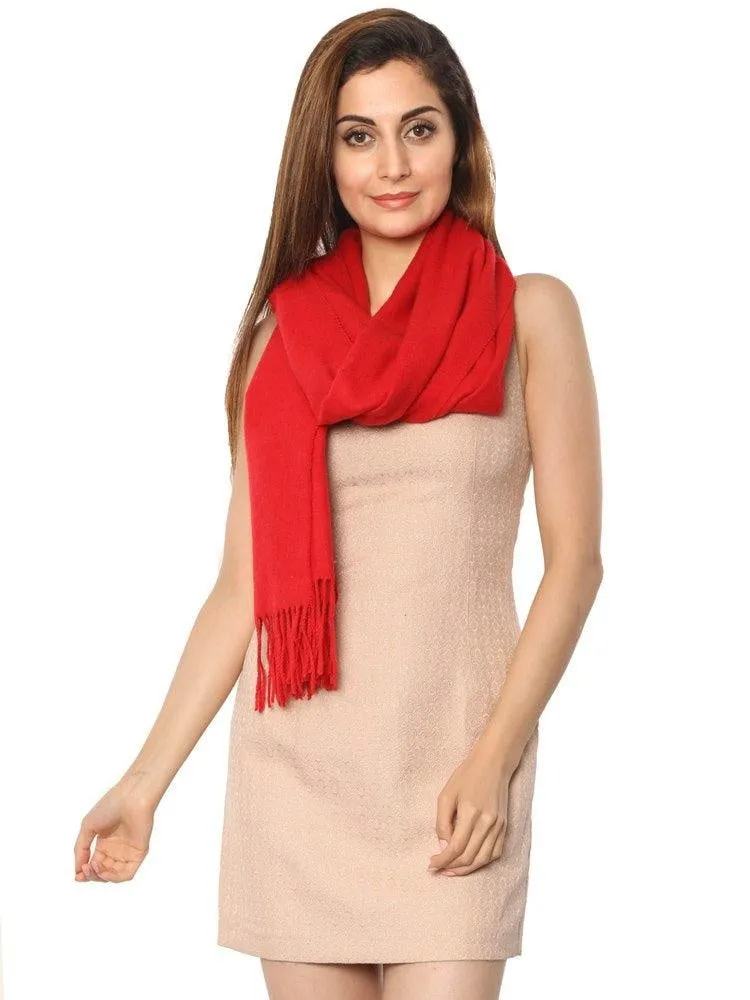 FabSeasons Solid Red cashmere Scarf