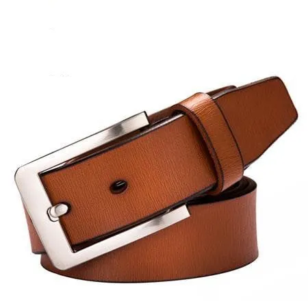 Fashion 100% Genuine Leather belt men fashion ceinture homme Metal pin buckle belts for men Jeans belt brand cintos