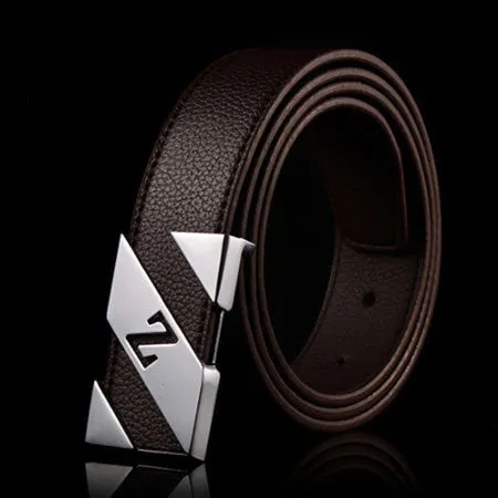 Fashion cinturones hombre brand belts for men ceinture high quality faux leather Metal buckle leather belt men