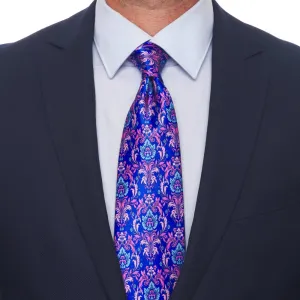 Florentine Silk Guild Royal Blue and Pink Duchesse Silk Tie