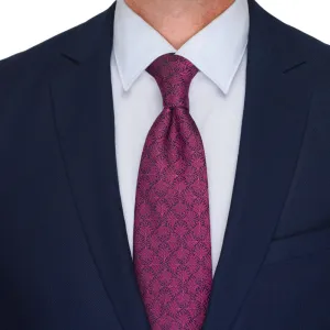 Fuchsia Leaves Motif Woven Silk Tie