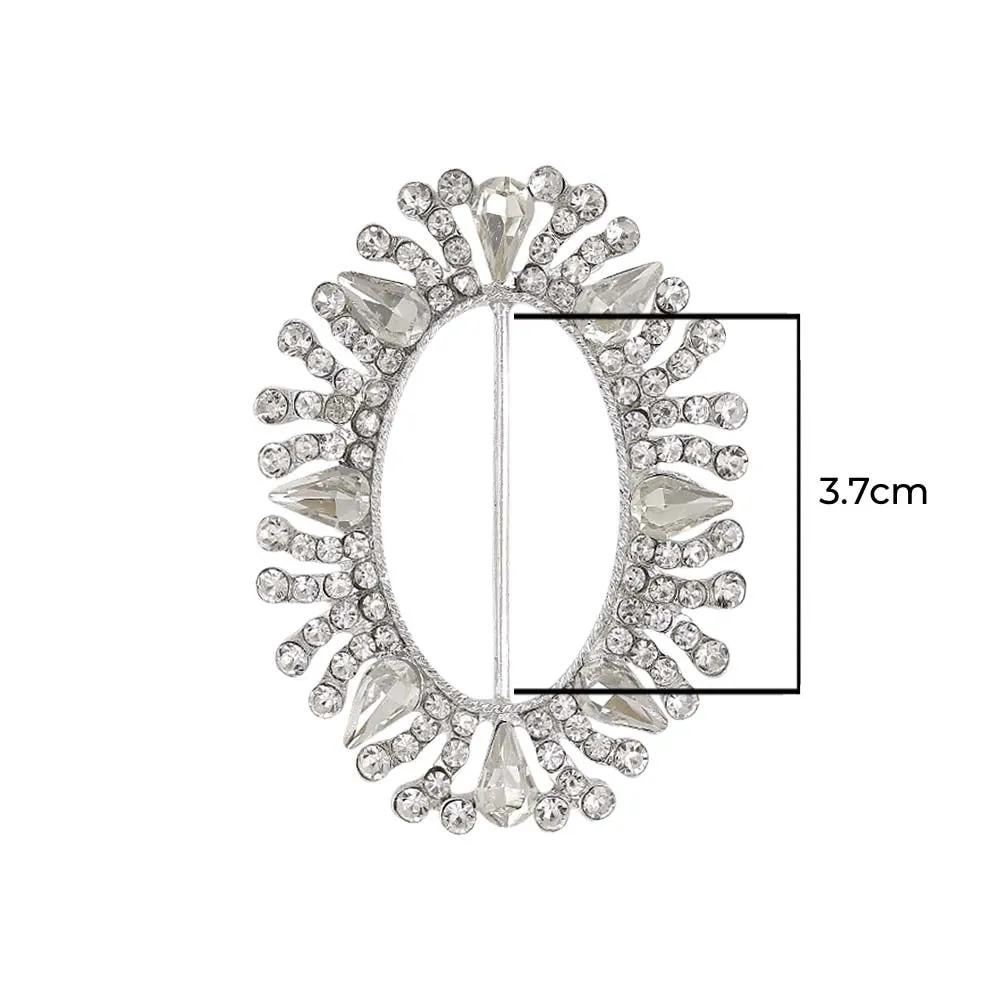 Glamorous Sparkling Oval Shape Drop Diamond Metal Belt Buckle