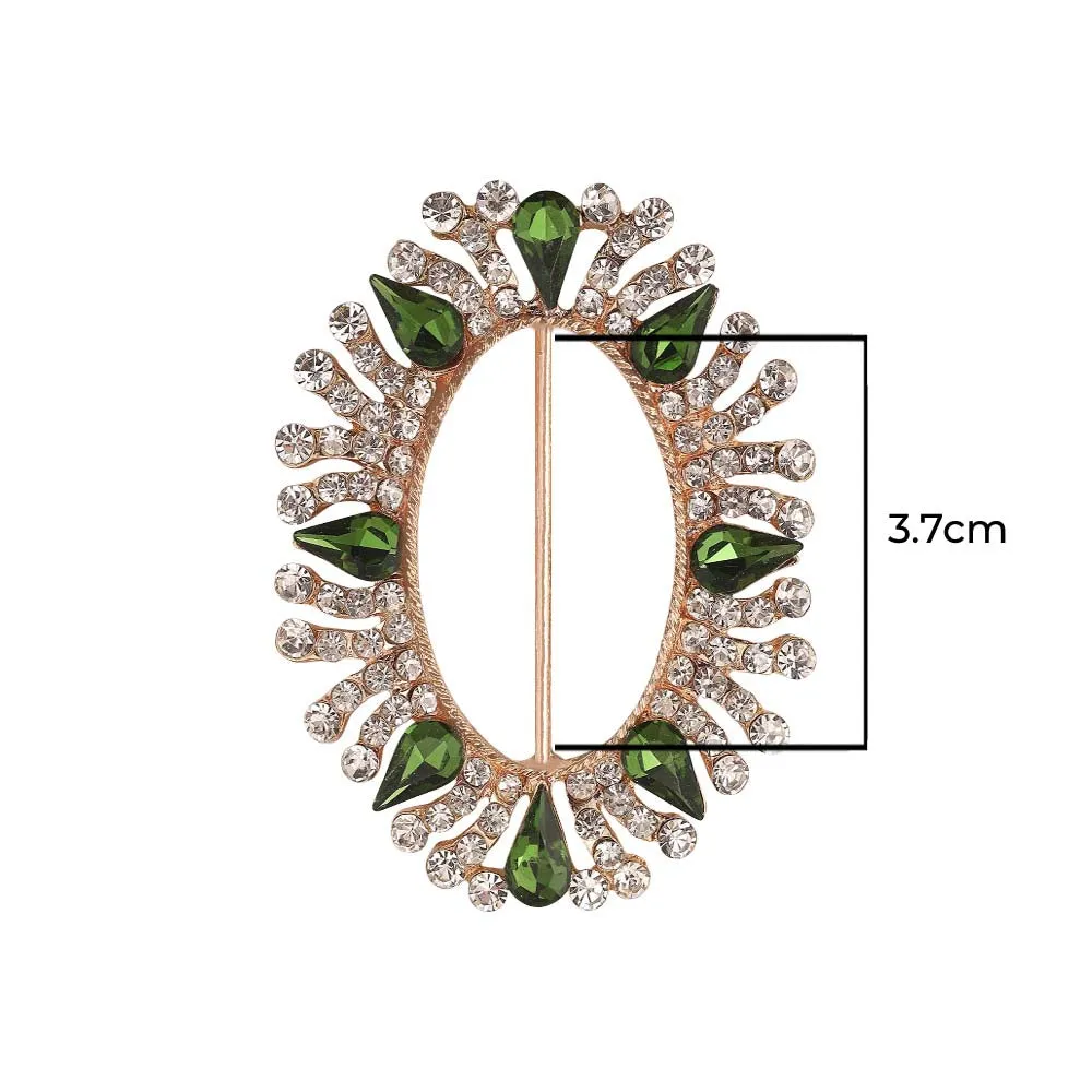 Glamorous Sparkling Oval Shape Drop Diamond Metal Belt Buckle