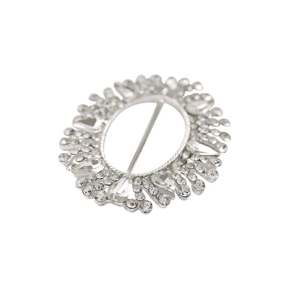 Glamorous Sparkling Oval Shape Drop Diamond Metal Belt Buckle