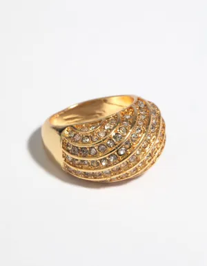 Gold Statement Diamante Ring