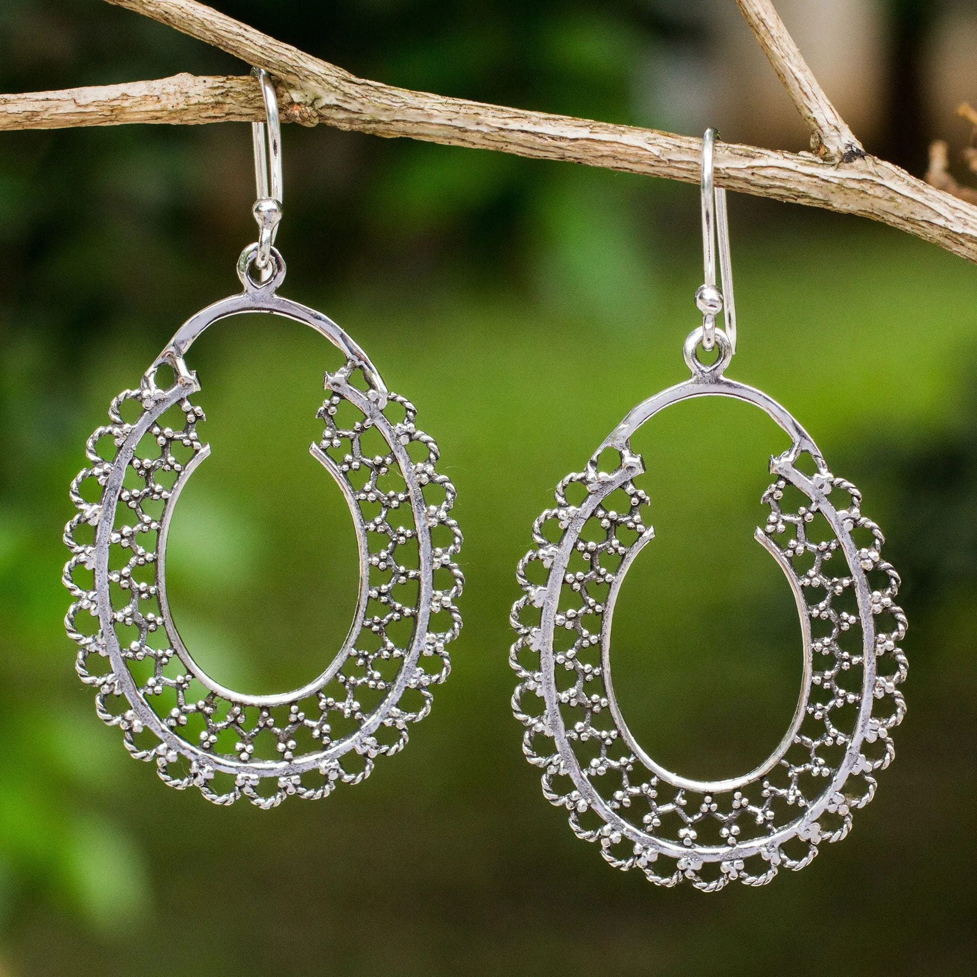 Halo of Lace Sterling Silver Dangle Earrings