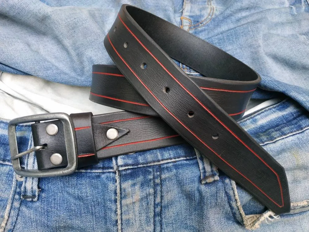 Handmade Leather Black Belt for Men - Unique Fashion Design Genuine Leather  Fashionable Accessories for Men