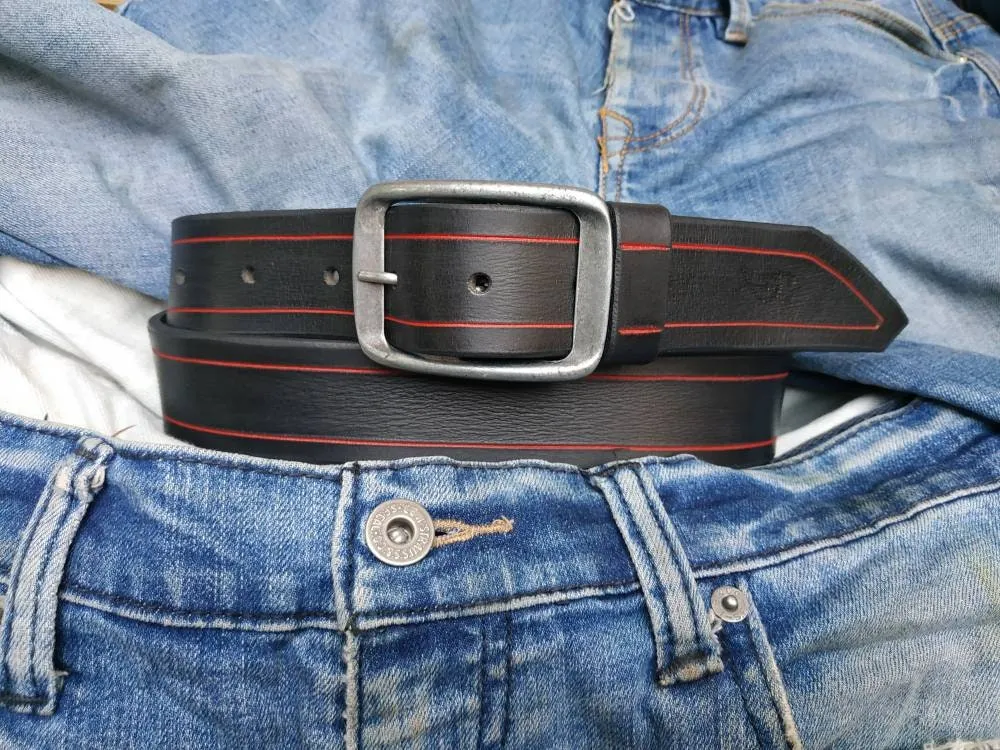 Handmade Leather Black Belt for Men - Unique Fashion Design Genuine Leather  Fashionable Accessories for Men