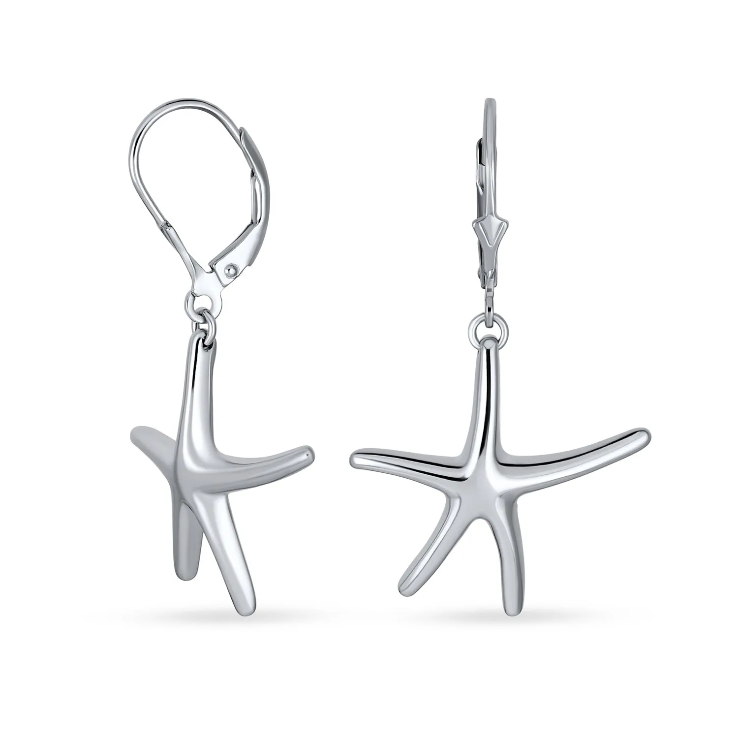 Hawaii Ocean Starfish Dangle Earrings  Sterling Silver Lever Backs