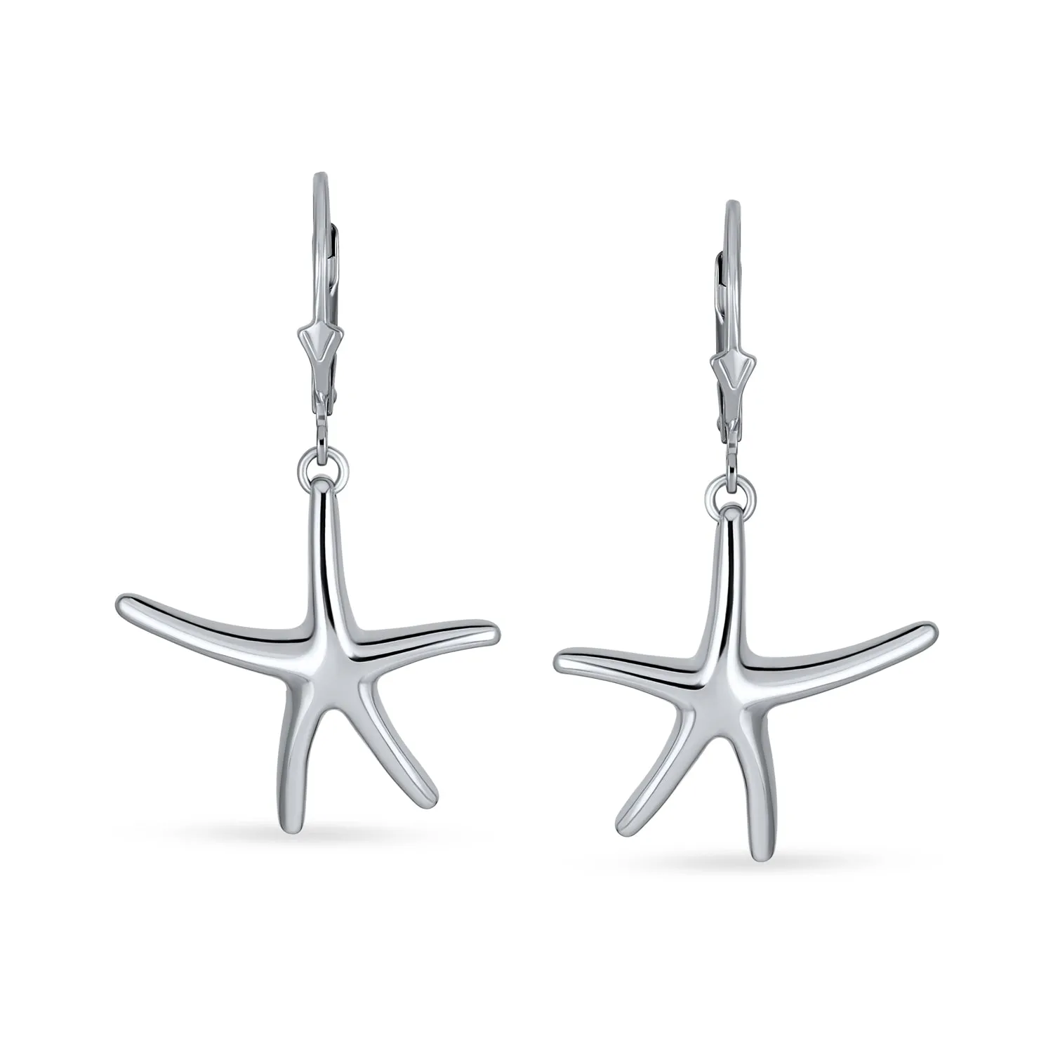 Hawaii Ocean Starfish Dangle Earrings  Sterling Silver Lever Backs