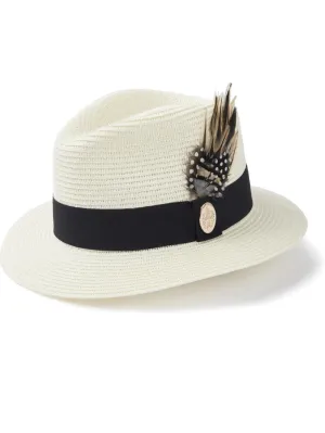 Hicks And Brown Aldeburgh Fedora Cream With Black Ribbon HBAF2CBL