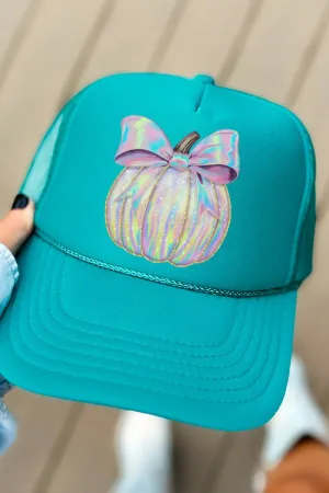 Iridescent Bow Pumpkin Otto Jade Foam Front Trucker Hat