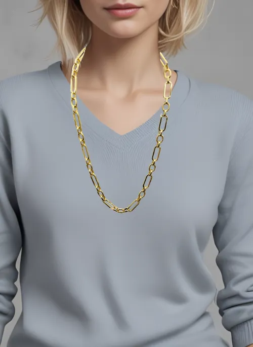 Jasmine Gold Chunky Paperclip Necklaces