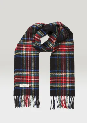 John Hanly Merino Scarf | Black Stewart Tartan