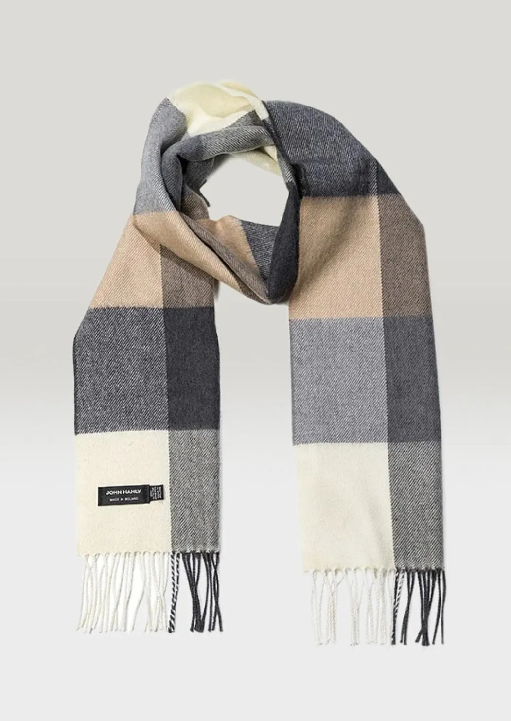 John Hanly Merino Scarf | Brown Check