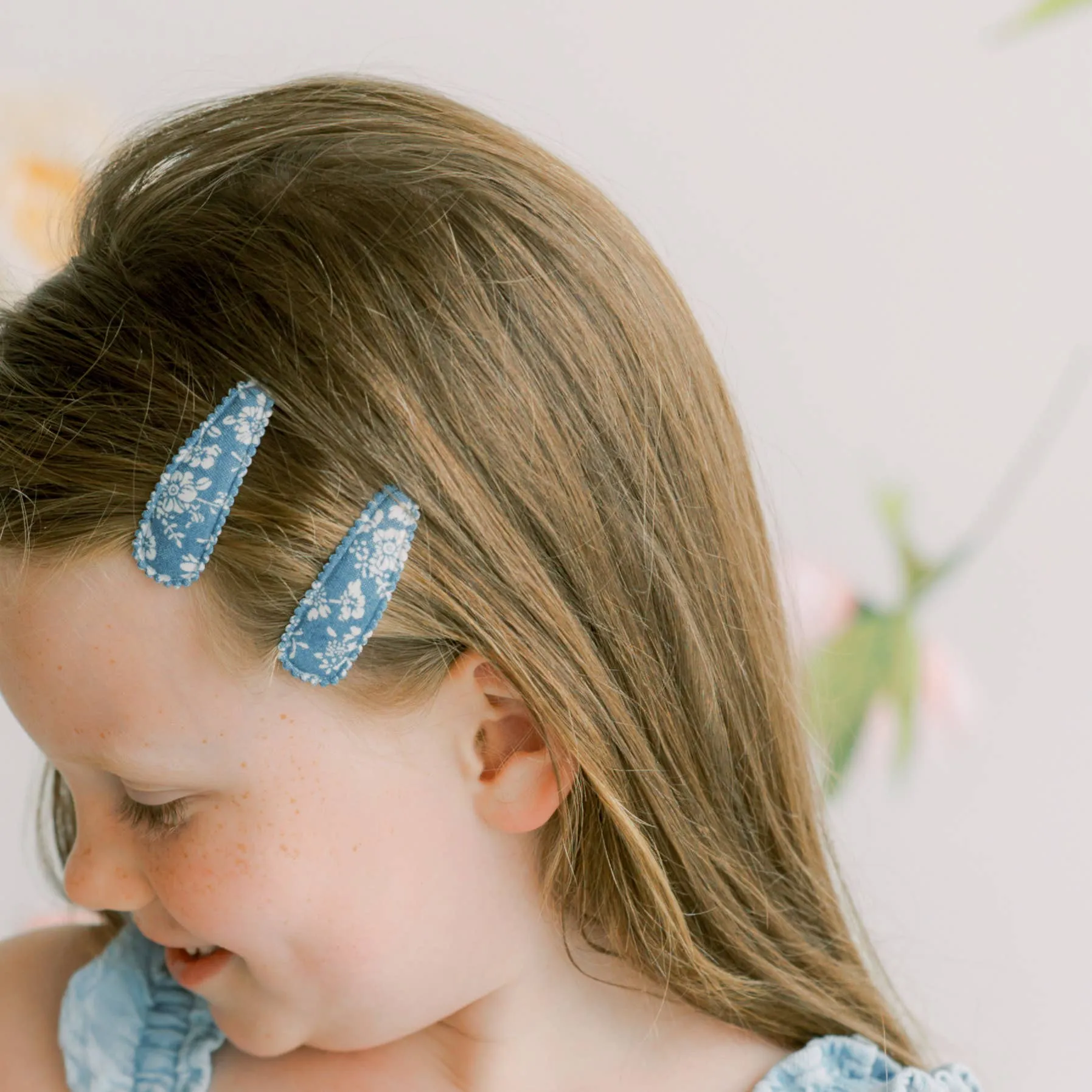 Juliet Blush Pink Striped Fabric Hair Clips