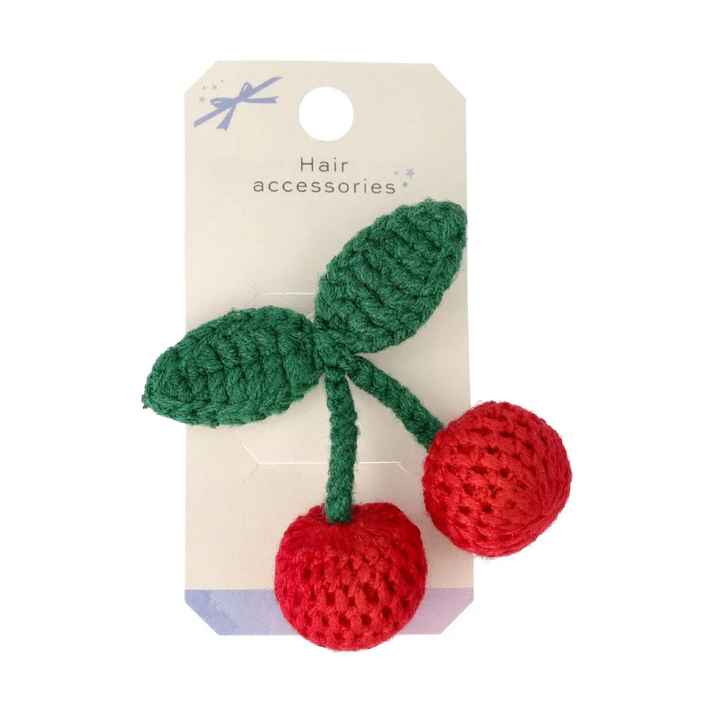 Knitted Cherry Pinch Clip