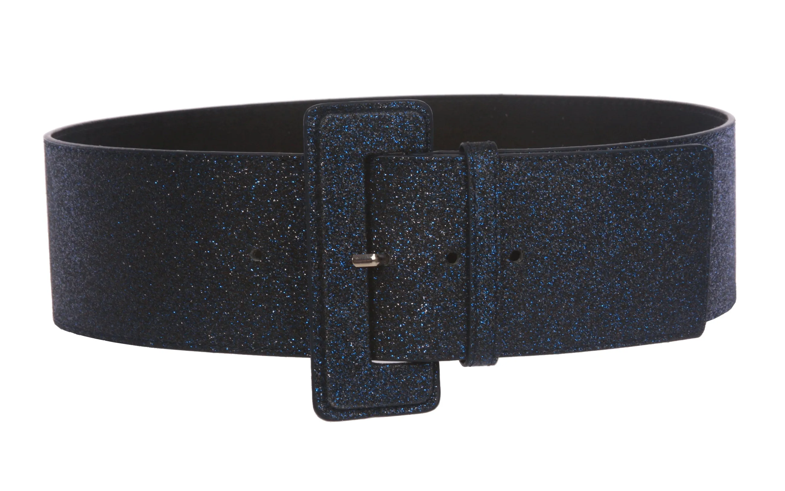 Ladies High Waist Wide Glitter Fashion Plain Leather Belt