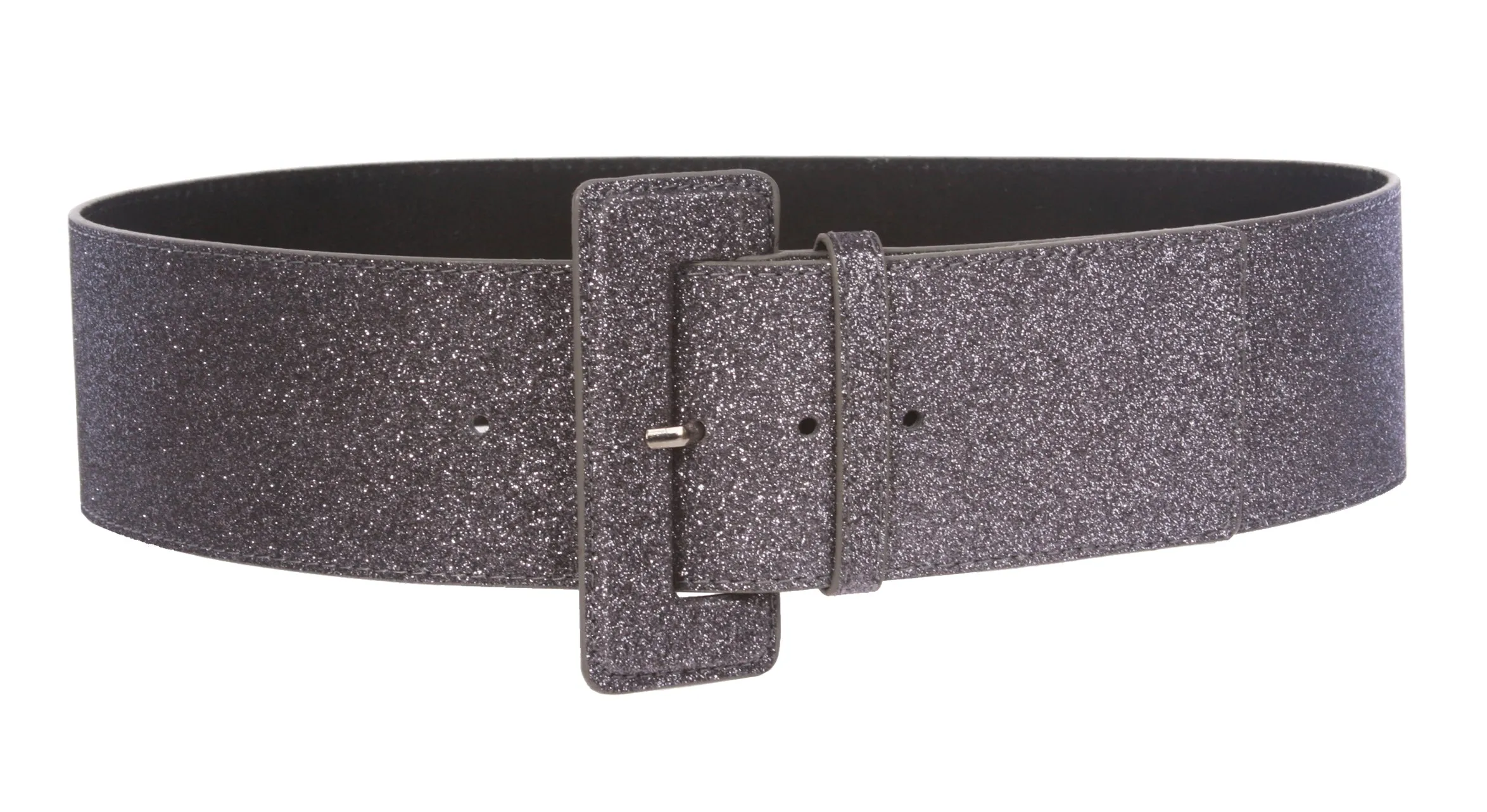 Ladies High Waist Wide Glitter Fashion Plain Leather Belt